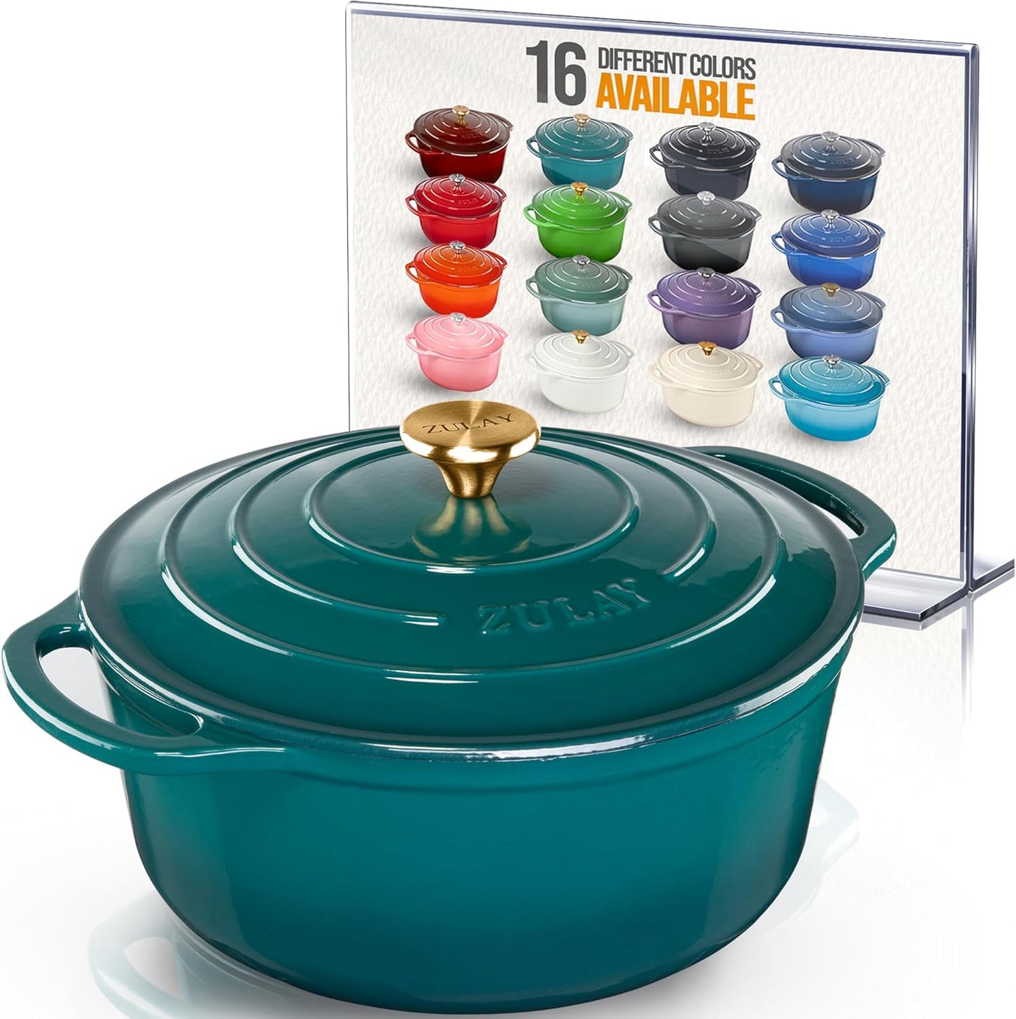Zulay Kitchen 6 Quart Enameled Cast Iron Dutch Oven for Cooking