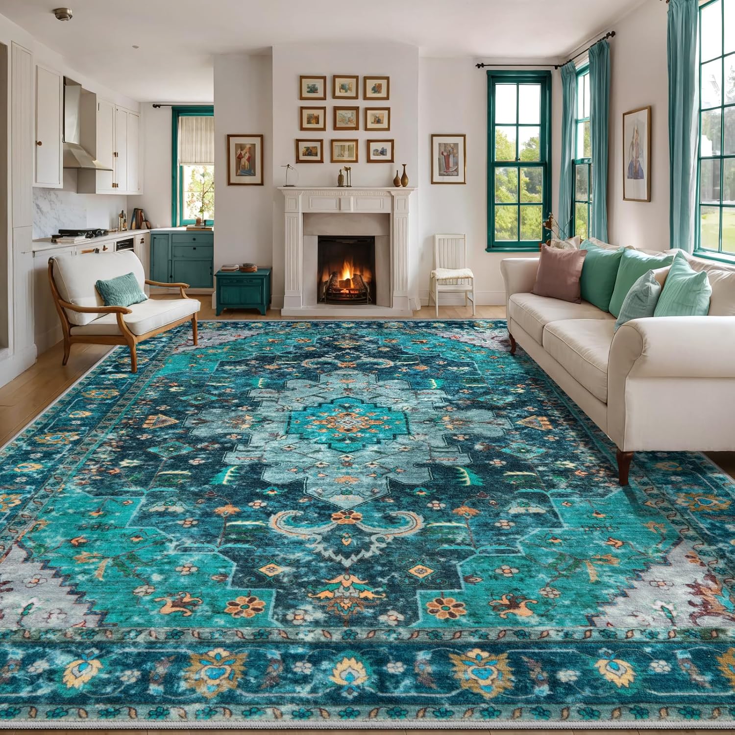 Ciicool 9x12ft Vintage Washable Area Rug for Home Decor