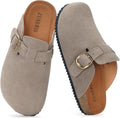 Kids Suede Clogs for Boys Girls with Cork Footbed - Adjustable Slip On