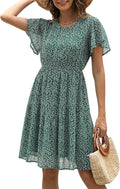Manydress Chiffon Floral Summer Dress - Flowy Knee-Length Skater