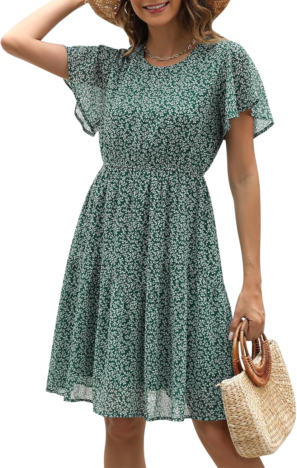 Manydress Women's Chiffon Floral Dresses for Summer Style