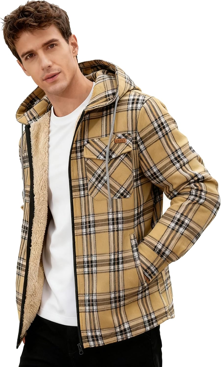 ZITY Men's Zipper Hoodies Flannel Shirt Jacket for Winter Wear