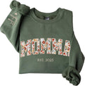 Custom Floral Applique Grandma Sweatshirt for Women - Personalized