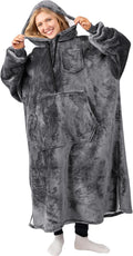Wearable Blanket Hoodie for Adults Grey - Oversized Cozy Sherpa
