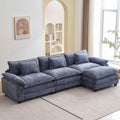 120in Blue Modular Sectional Sofa - Comfy Cloud Couch with Ottoman