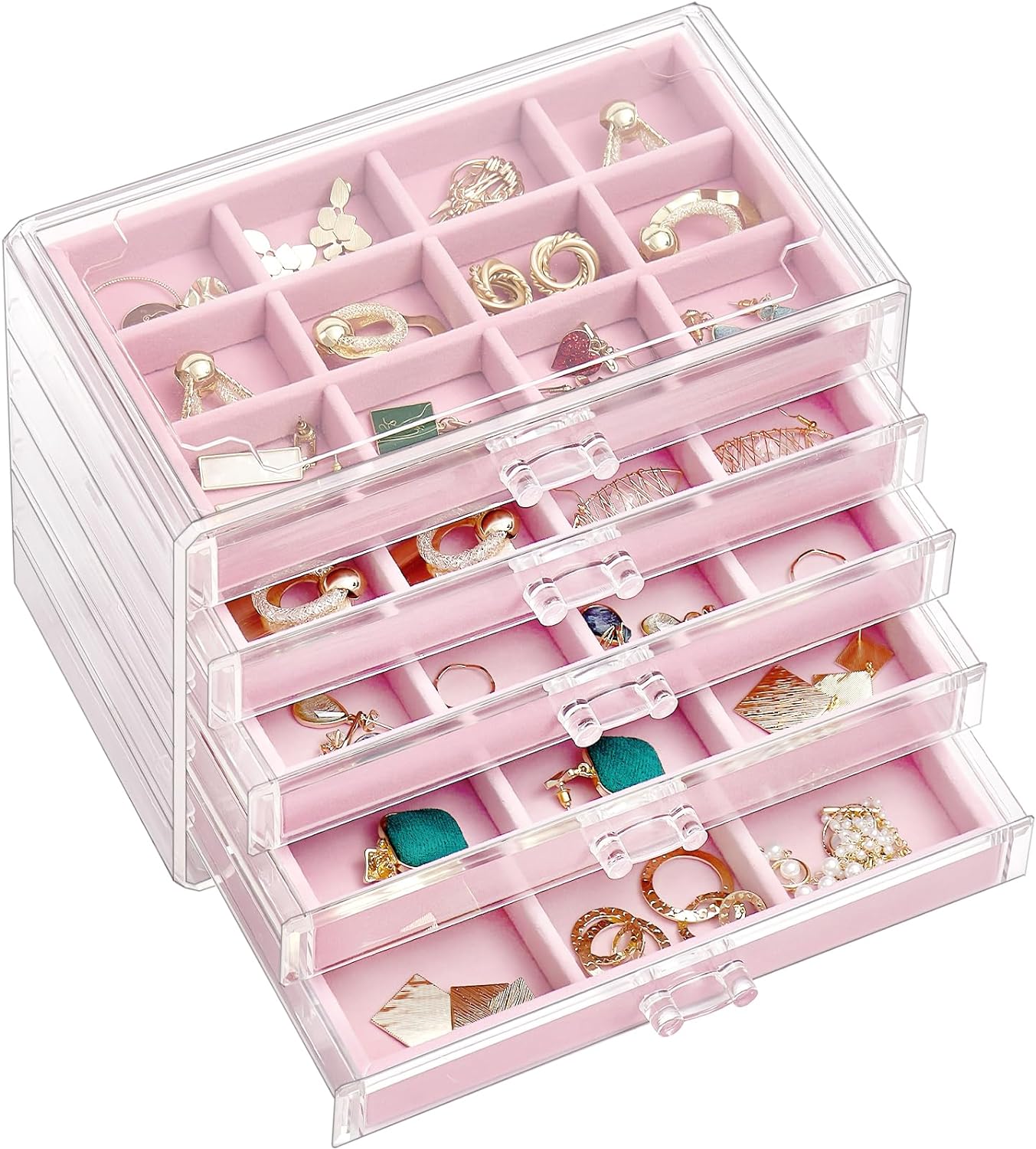 ProCase Earring Holder Organizer Jewelry Box with 5 Drawers