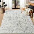 Distressed Farmhouse 5x7 Area Rug - Low Pile Medallion Design