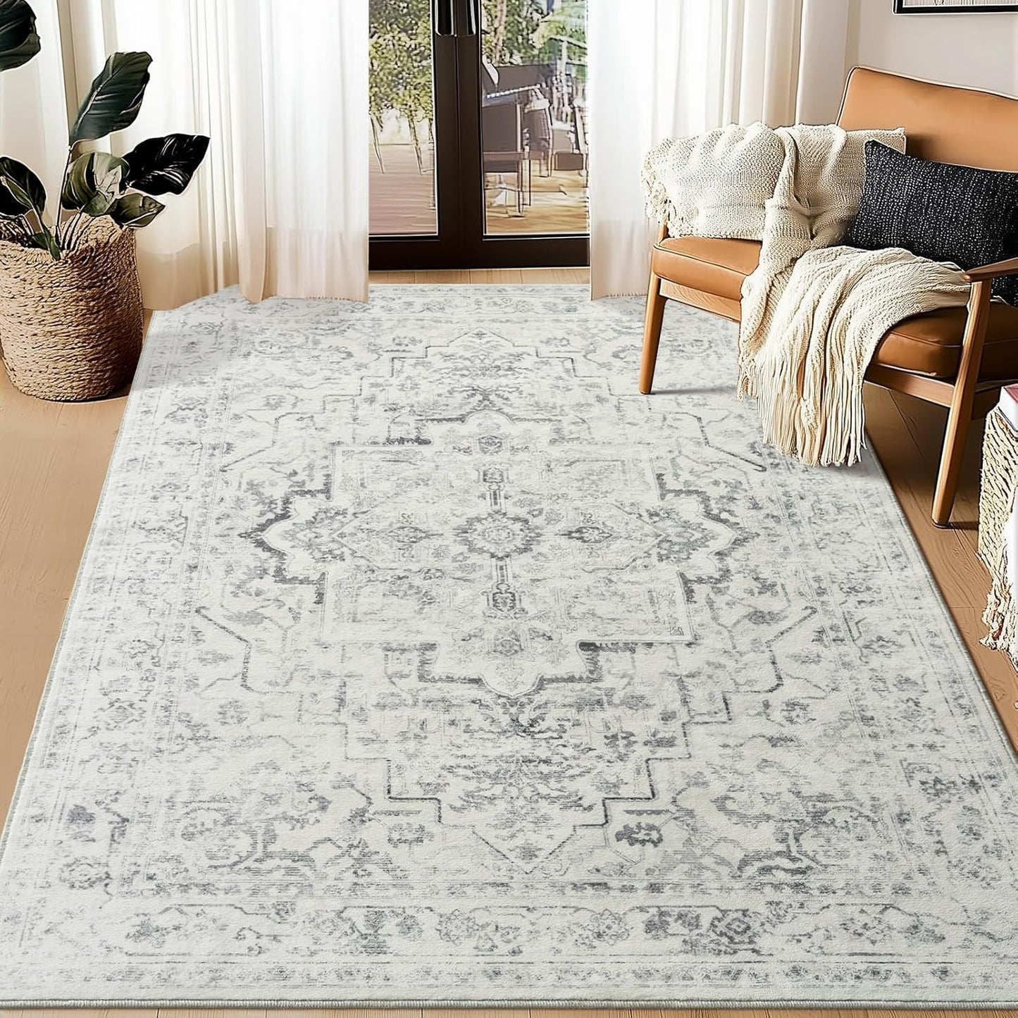 Distressed Farmhouse 5x7 Area Rugs for Living Room and Bedroom