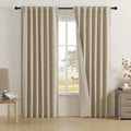 DUALIFE Taupe Linen Curtain 84 in Panels - Full Blackout Thermal