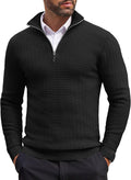 Men's Quarter Zip Sweater Slim Fit Lightweight Cotton - Casual Mock