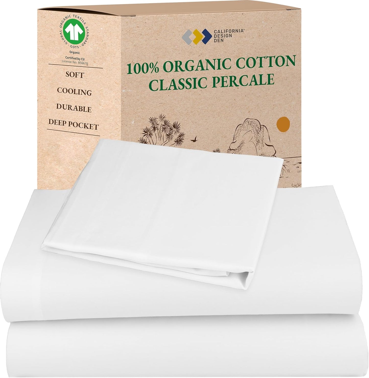 California Design Den Twin Sheets Set - Soft Organic Cotton Bedding