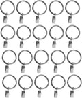 1.5-inch Set of 20 Silver Metal Curtain Rings with Clips - Strong Hold