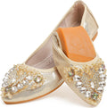 Women's Ballet Flat Shoes Cute Rhinestones Bow Wedding Flats