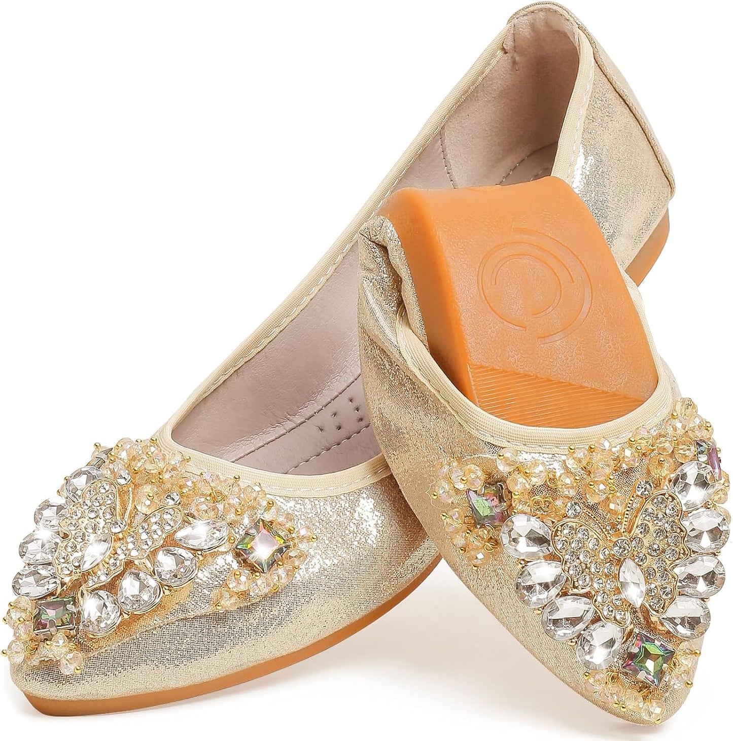 Women's Ballet Flat Shoes with Rhinestones for Comfort and Style