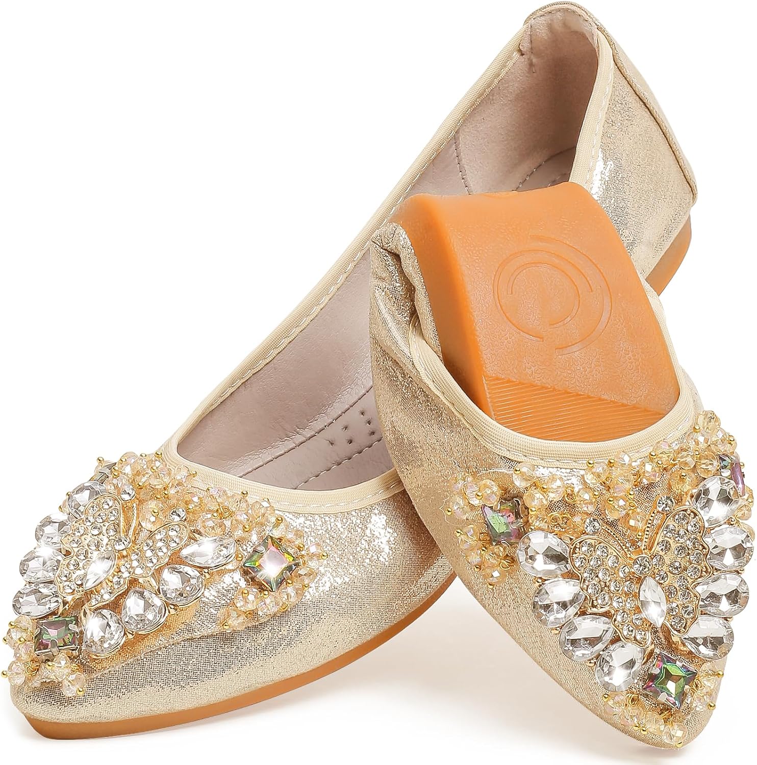Women's Ballet Flat Shoes with Rhinestones for Comfort and Style