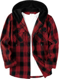 Men's Flannel Hoodie Shirt for Men - Plaid Button Down Casual Top
