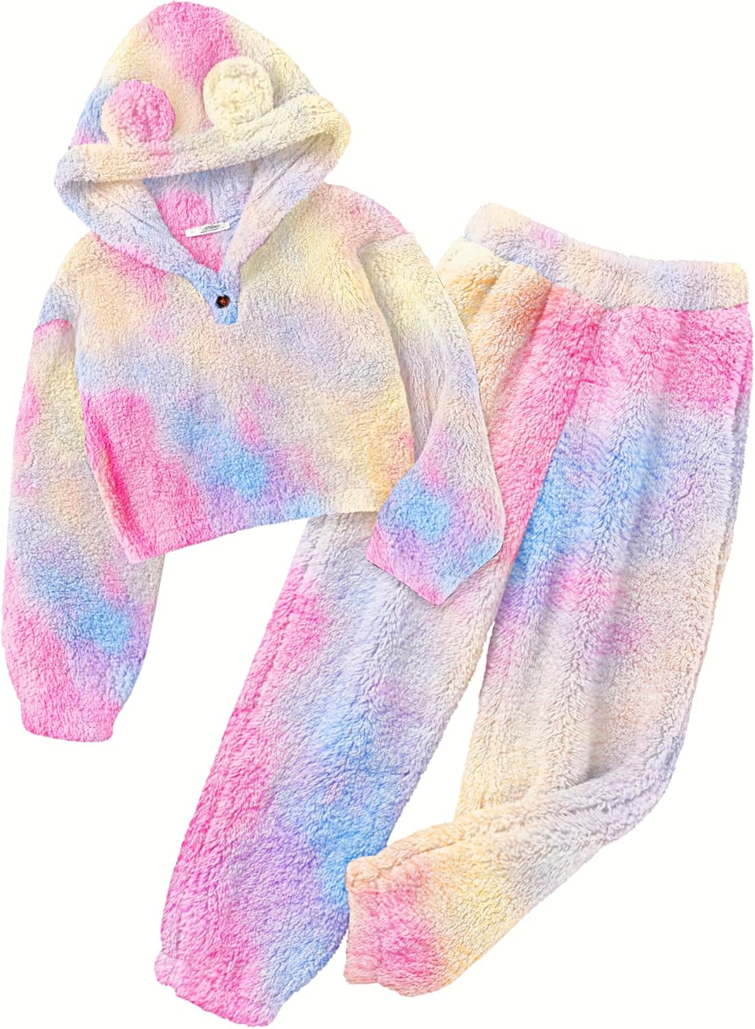 Arshiner Girls 2 Piece Outfits Fuzzy Hoodie and Sweatpants Set