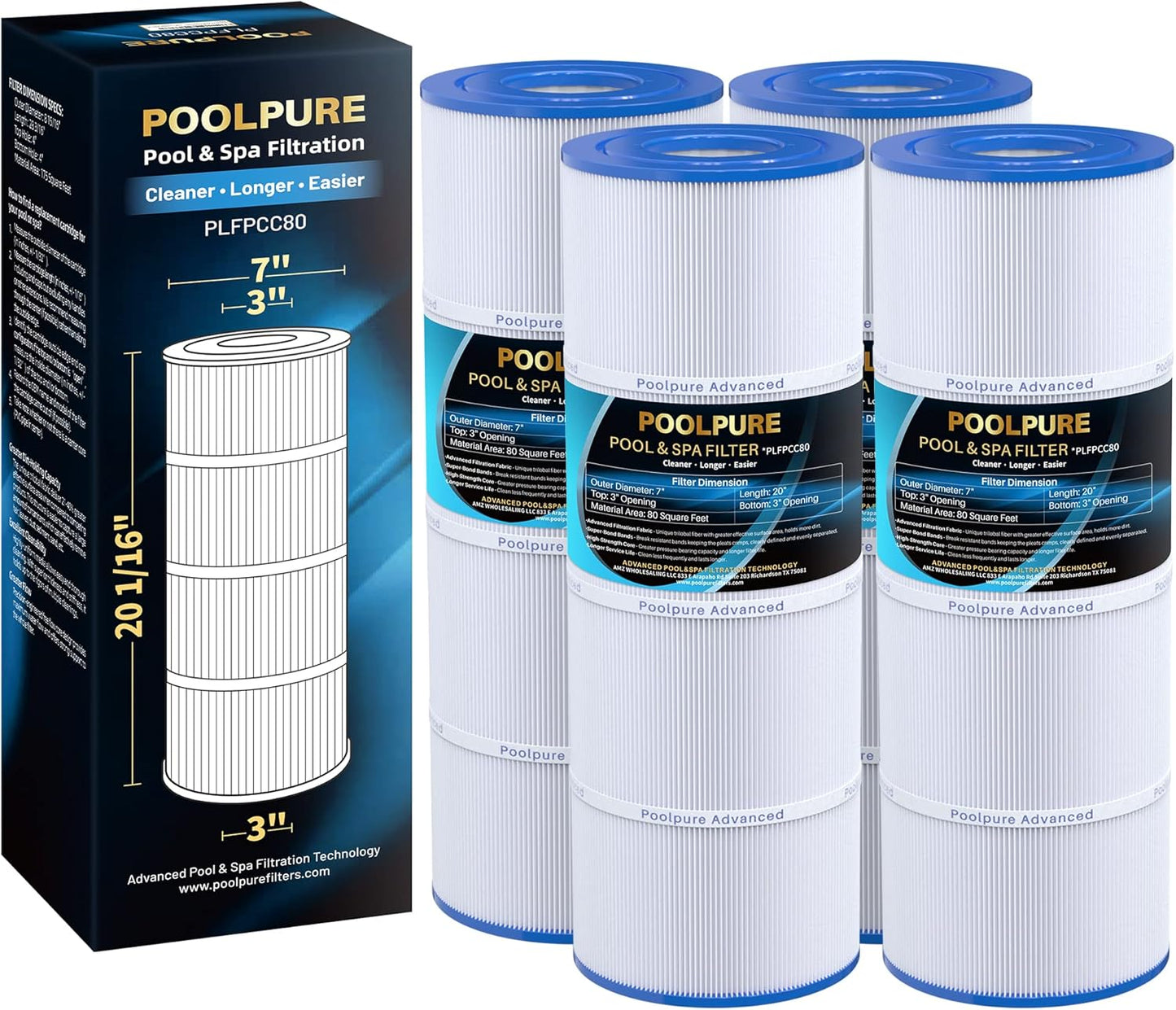 POOLPURE PLFPCC80 Pool Filter for Pentair CCP320 and More