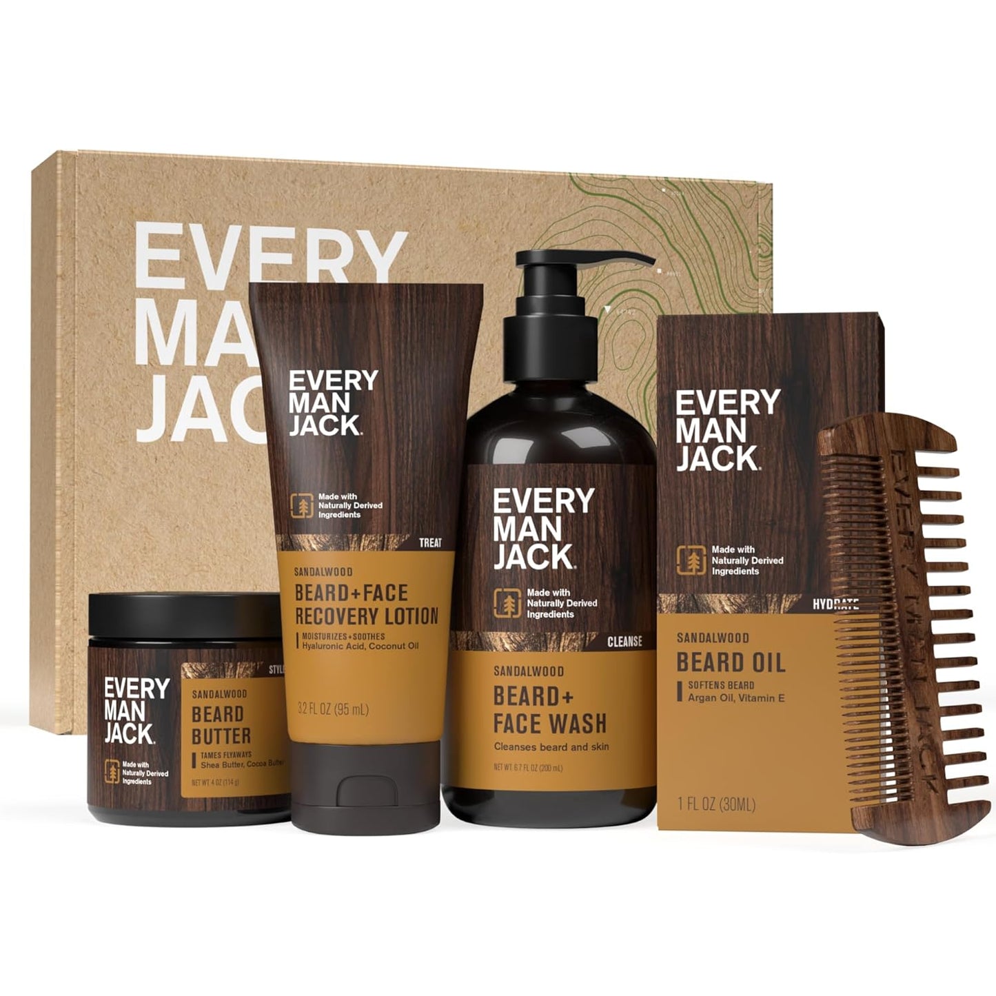 Every Man Jack Men's Sandalwood Beard Set for Grooming Essentials