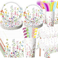 Wildflower Party Supplies 452 Pc Set - Complete Disposable Tableware