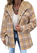 Zeagoo Womens Plaid Shacket Jacket Long Sleeve Hooded Coat - Warm Fall