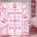 Girly Motivational Shower Curtain - Pink Bow Quotes