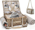 19Pcs Picnic Basket for 2 with Insulated Liner and Blanket - Romantic