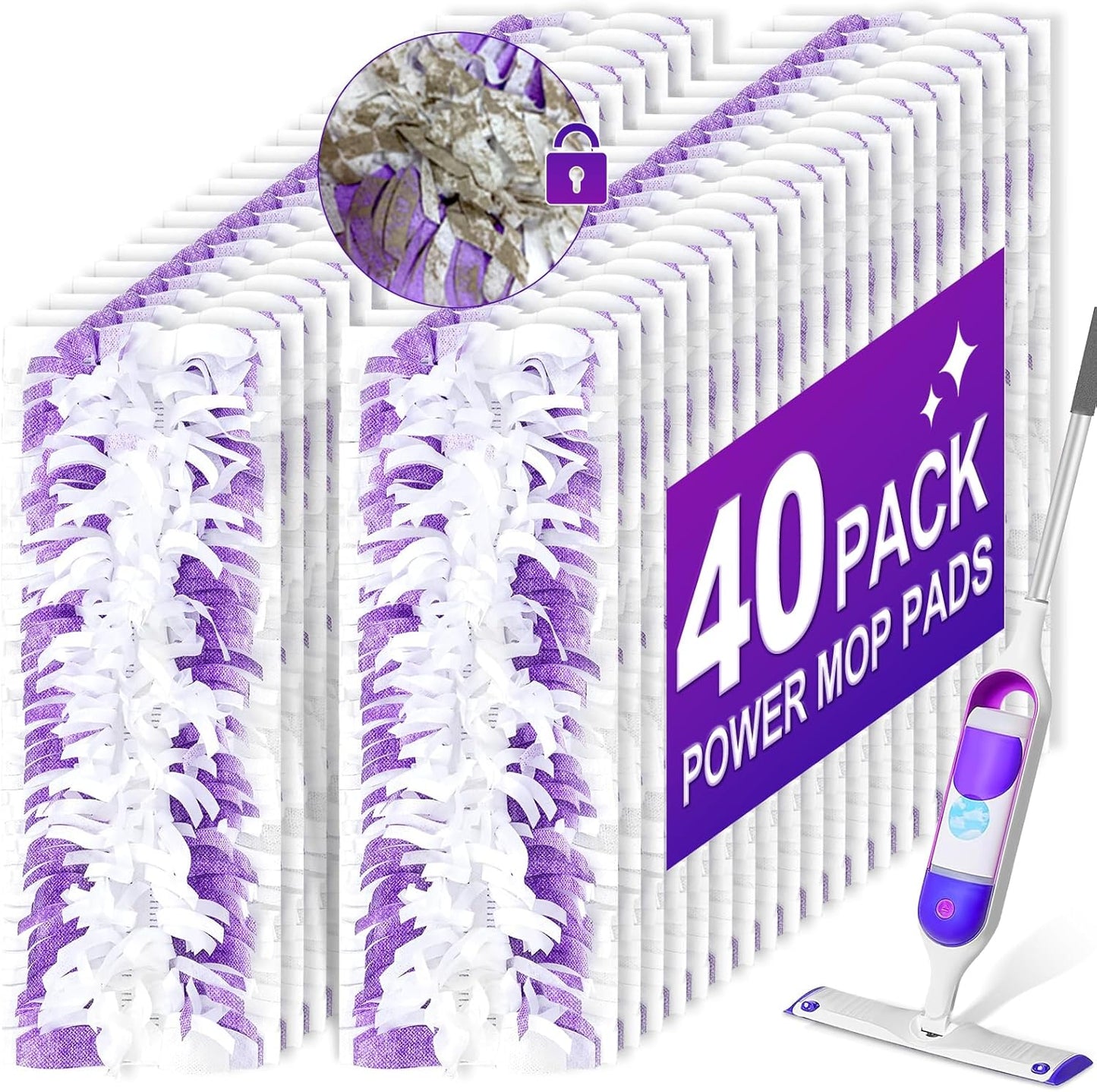 40 Pack Disposable Power Mop Pads for Efficient Floor Cleaning