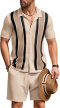 Coofandy Men's Retro Two-Piece Set for Relaxed Beach Outings