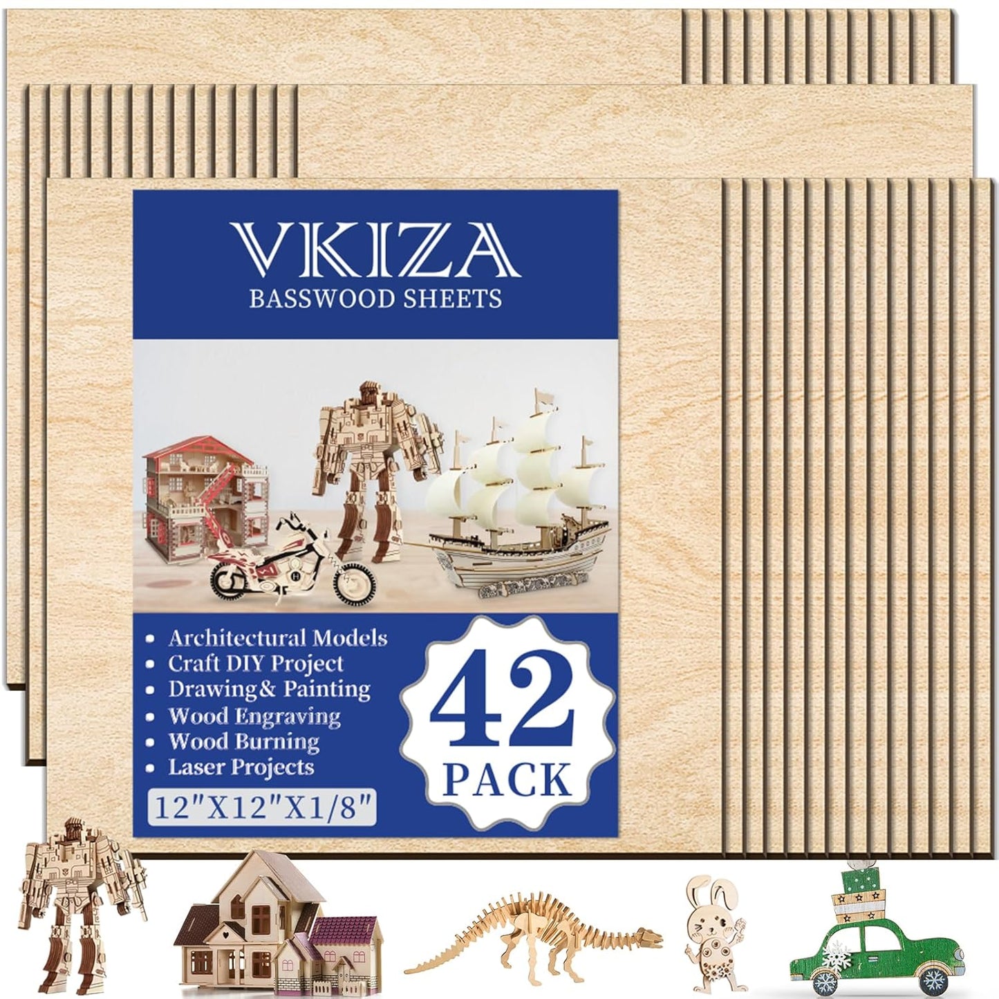 42 Pack Basswood Sheets for Crafts - Perfect for DIY Projects
