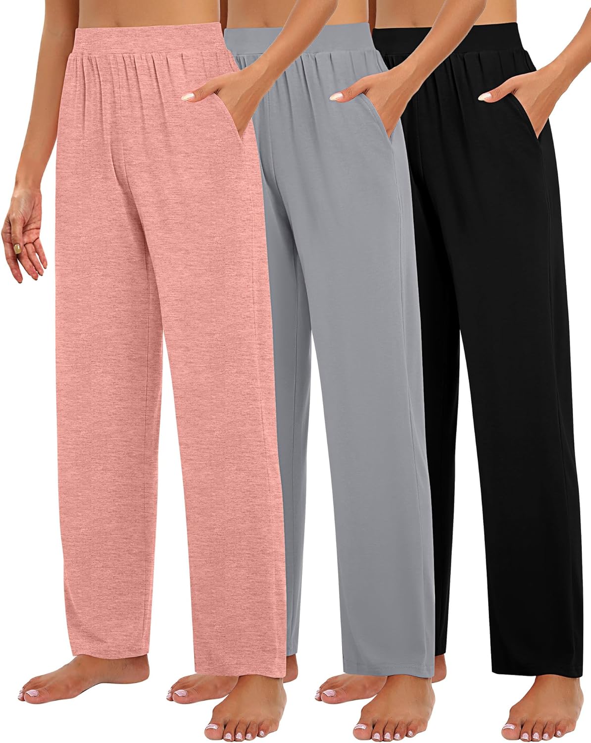 Huukeay Women's Lounge Pants: Cozy Wide Leg Slacks with Pockets