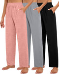 Women's Wide Leg Lounge Pants 3 Pack - Cozy Flowing Comfort