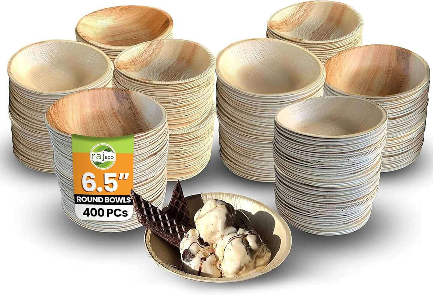 Raj Disposable Palm Leaf Bulk Bowls - Eco-Friendly Dinnerware