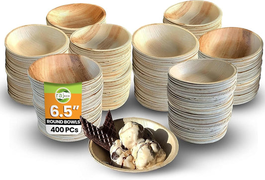 Raj Disposable Palm Leaf Bulk Bowls - Eco-Friendly Dinnerware