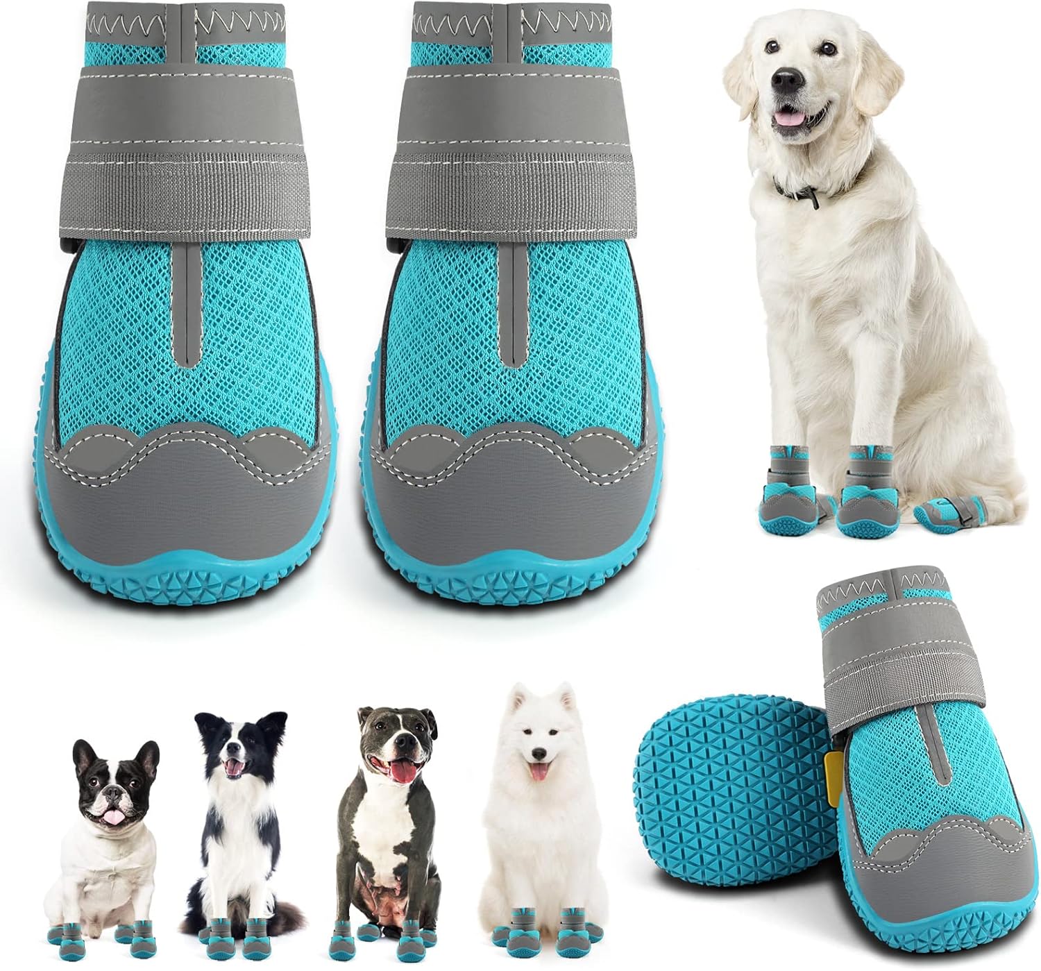 Dog Shoes for Large Dogs - Breathable Paw Protectors Size 4