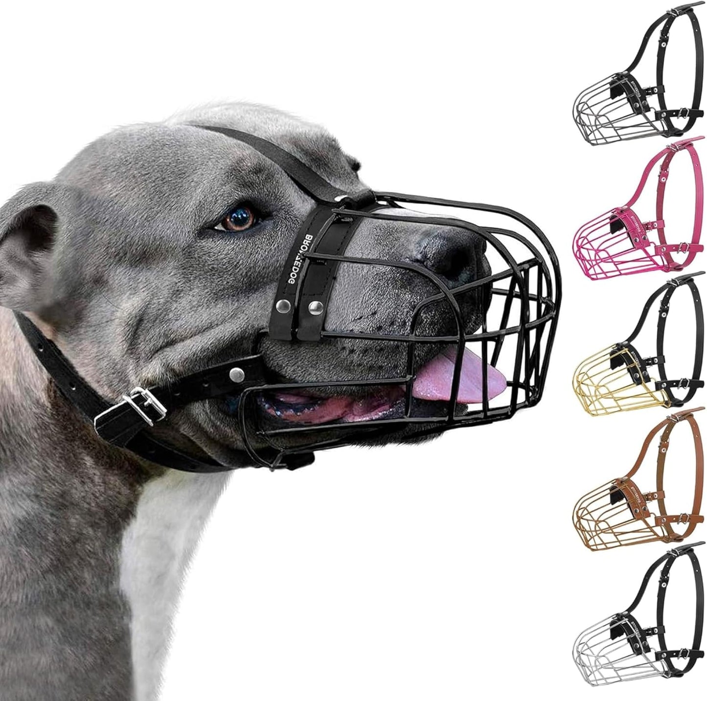 BRONZEDOG Pitbull Dog Muzzle for Large Dogs with Adjustable Straps