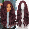 Wine Red with Purple Tones Long Wavy Wig 26in - Natural HD Lace