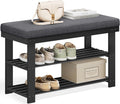 SONGMICS Bamboo Shoe Bench with 3-Tier Shoe Rack Organizer