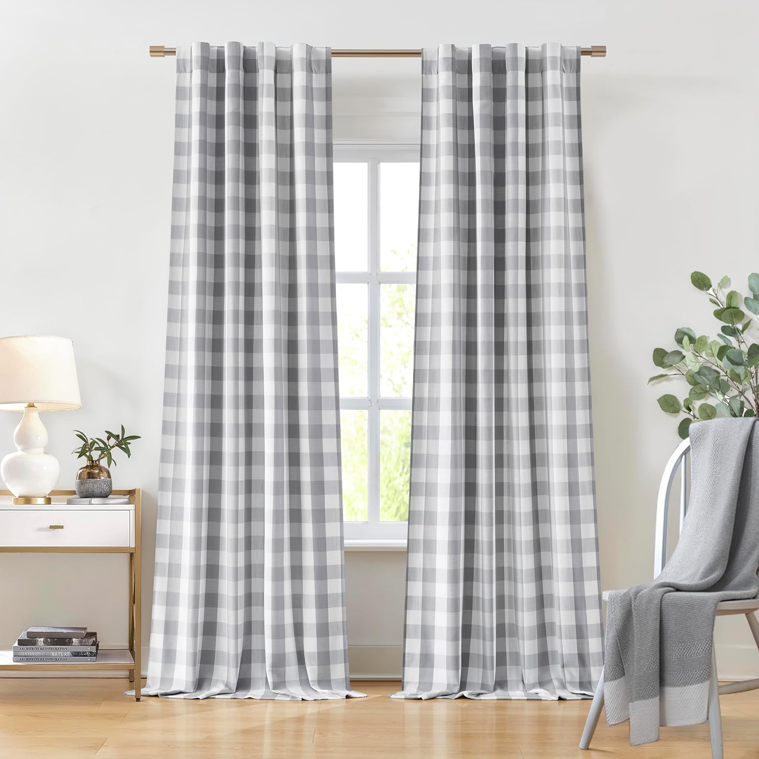 95 Inches Length Buffalo Plaid Full Blackout Curtain Panels