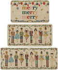 Watercolor Nutcrackers Kitchen Mats Set of 3 for Christmas