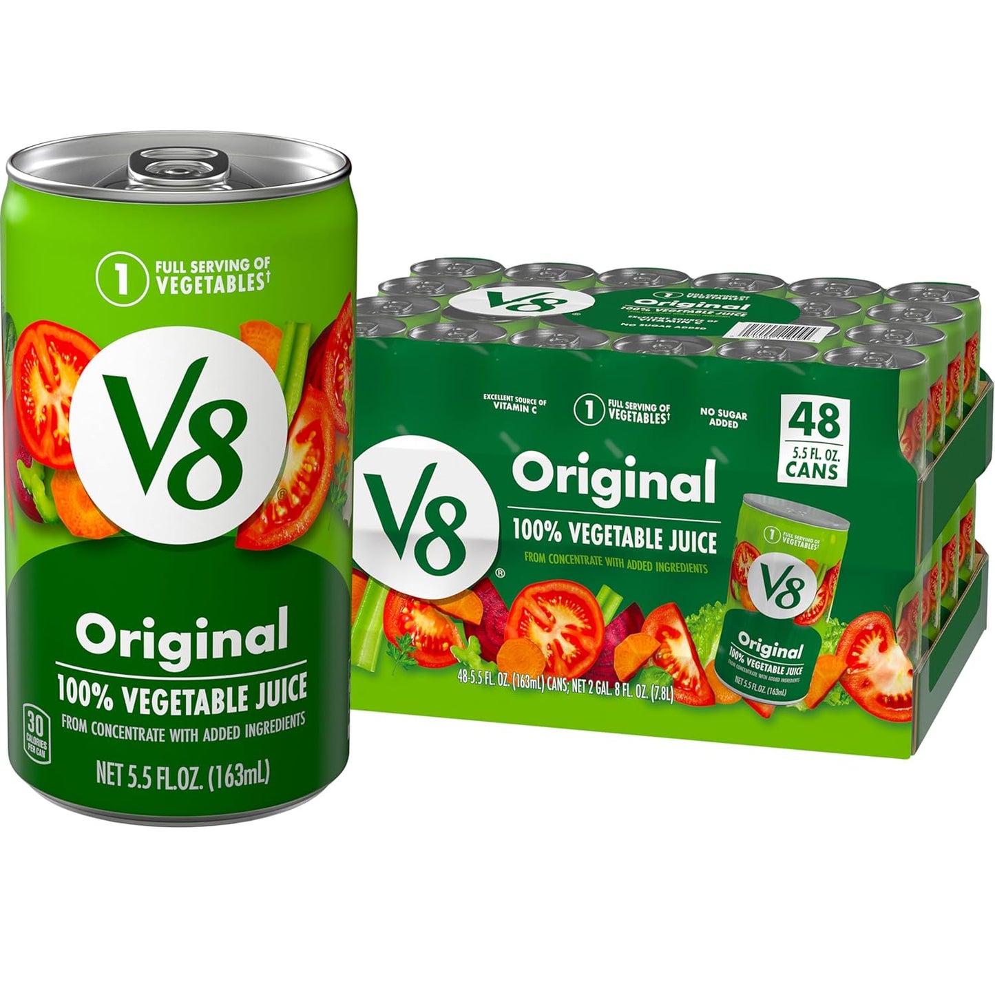 V8 Original 100% Vegetable Juice - 48 Pack of 5.5 fl oz Cans