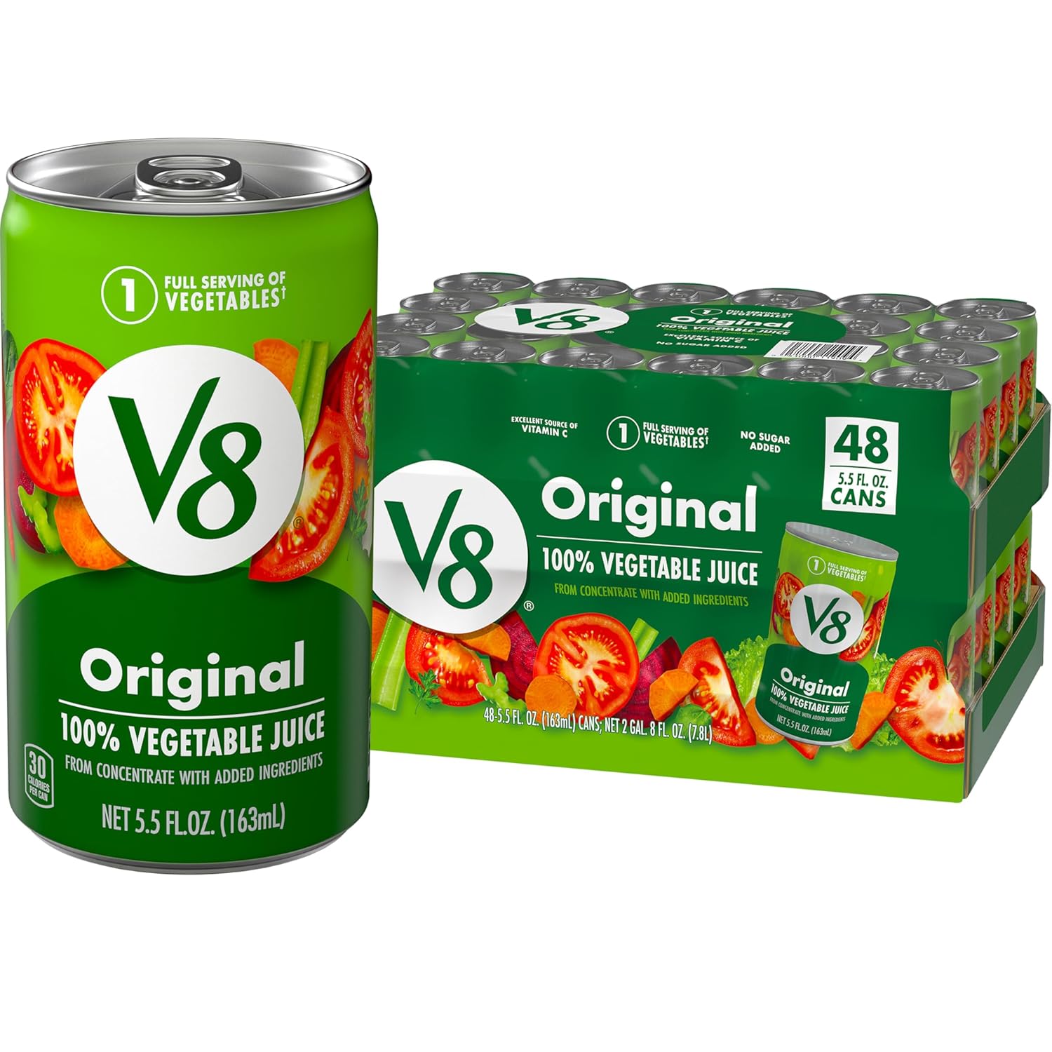 V8 Original 100% Vegetable Juice - 48 Pack of 5.5 fl oz Cans