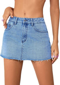 Jumppmile Womens Mini Denim Skirt Mid Waist Mini Dress Jean Skirts