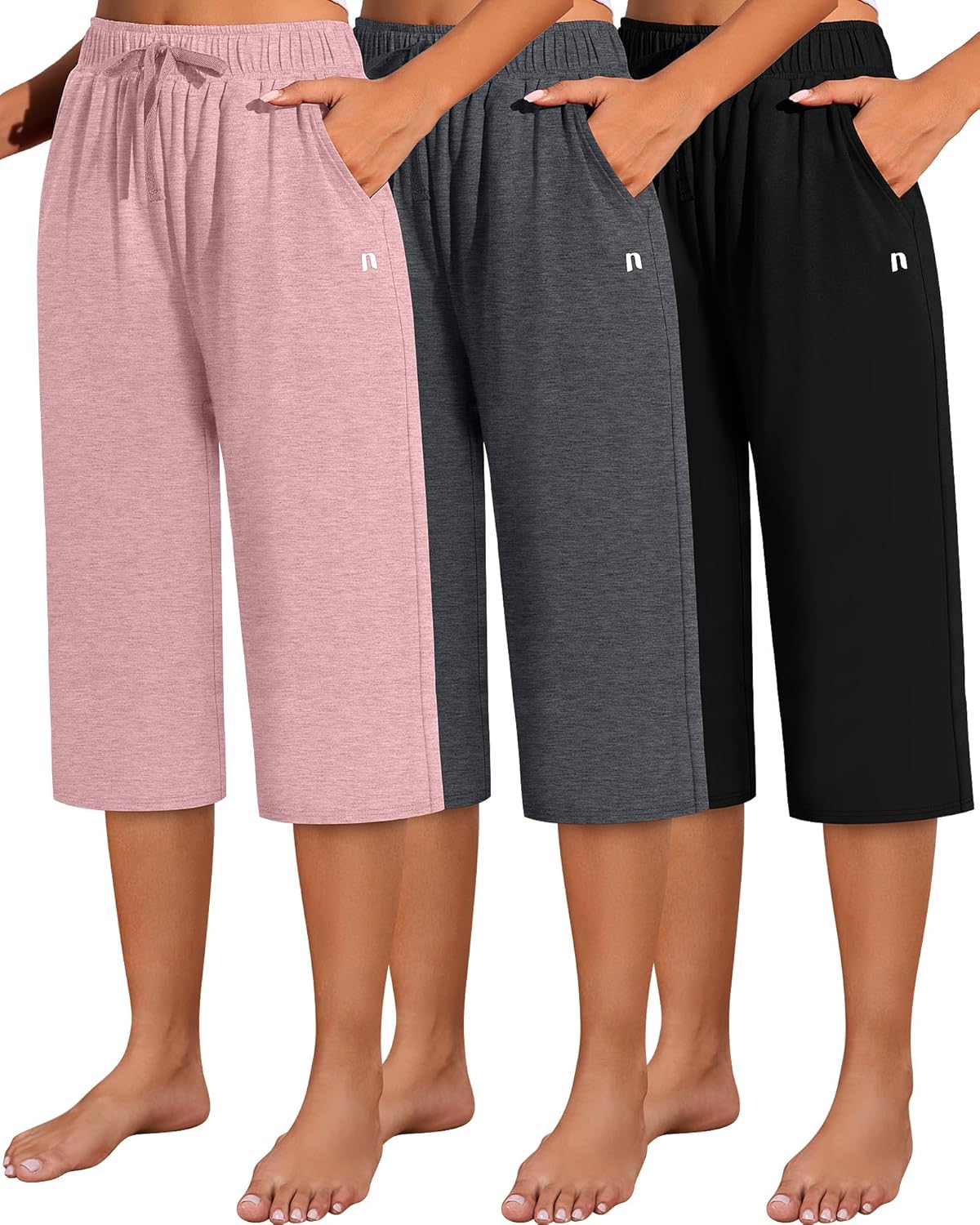 Neer Women's Capri Pants 3 Pack for Comfortable Casual Wear