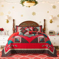 Christmas Queen Size Quilt Set - Festive Cotton Microfiber Quilt