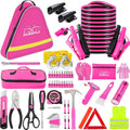 Car Roadside Emergency Kit - Pink Roadside Assistance Kit for Women