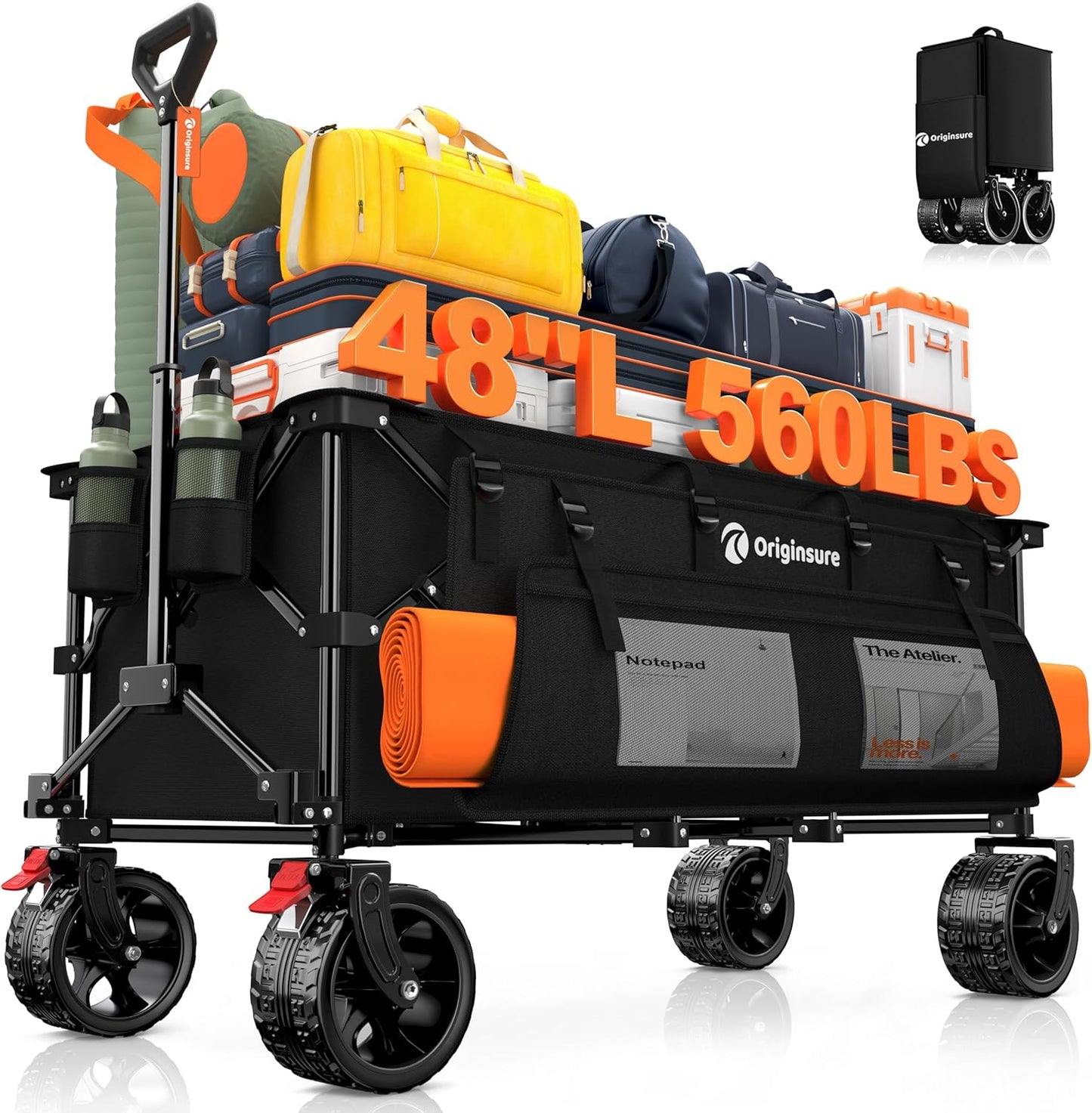 Heavy Duty Collapsible Wagon Cart with 560lbs Capacity for All