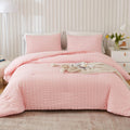 AveLom Blush Pink Seersucker California King Comforter Set
