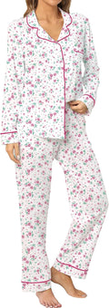 100% Cotton Pajamas for Women PJ Set - Soft Button-Down Two-Piece Set