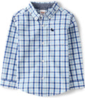 Boys' Blue Belle Plaid Button Up Shirt - Long Sleeve Cotton